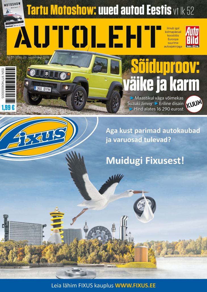 Autoleht 26. septembril: proovisõidus Suzuki Jimny, kaante vahel Motoshow kava suzuki