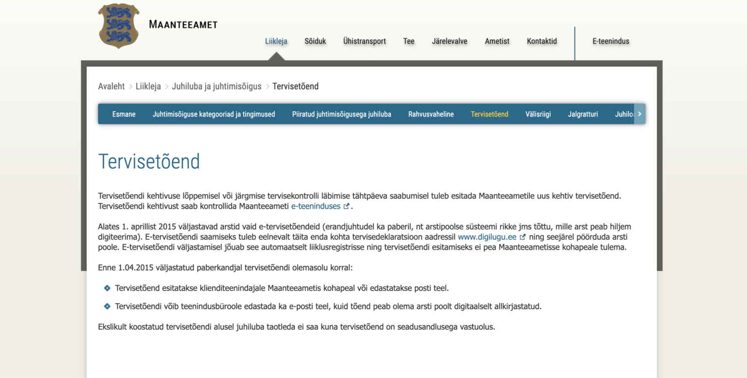 18. augustil aeguvad pikendust saanud tervisetõendid ja teooriaeksamid tervisetoendid