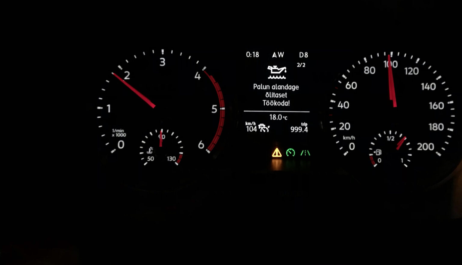 Vanman’i elu: kui õlitaseme hoiatustuli teeb trikke ja rikub öö õlitaseme hoiatustuli