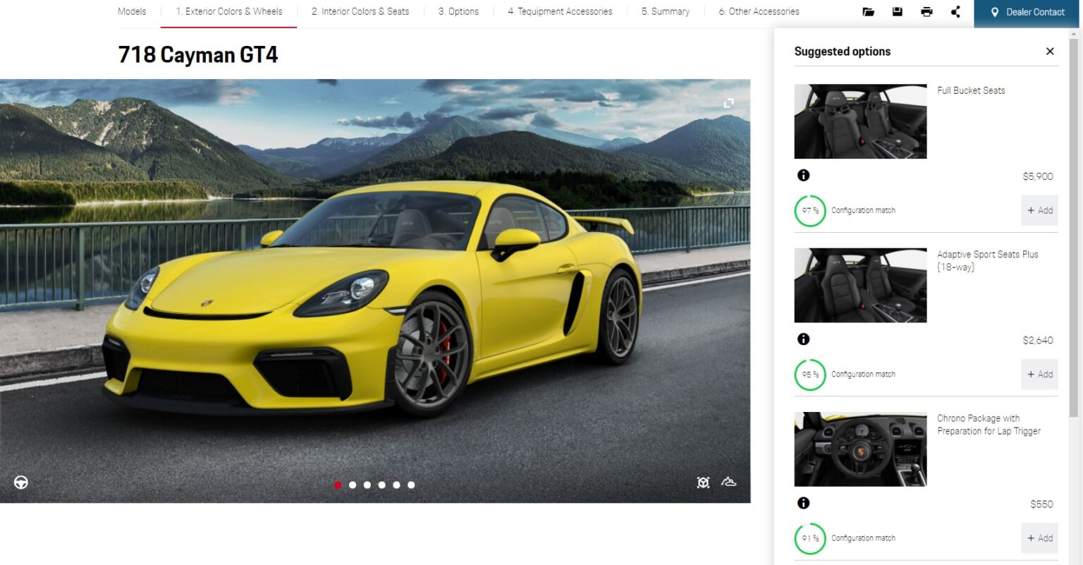 Porsche konfiguraator teab tehisintellekti abiga, mida Sa vajad Porsche Cayman GT4 mudelikonfiguraator