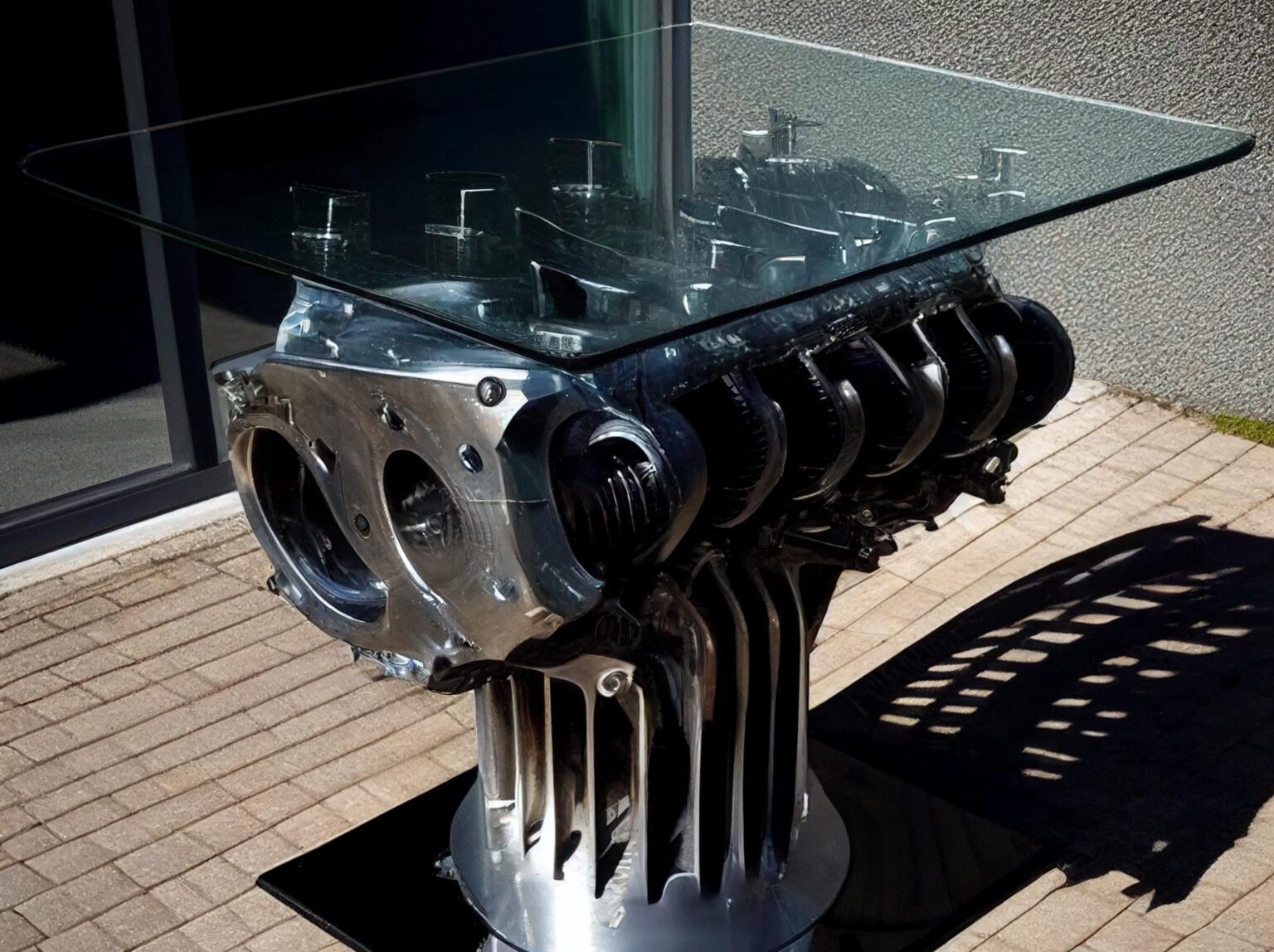 Vanad autojupid kodukujunduses – mõned ideed ise leiutamiseks Mootorplokist laud - AI loodud pilt