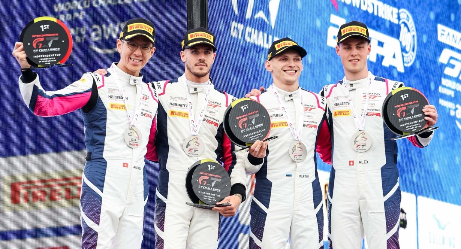 Martin Rump sai sajandat Spa võidusõitu tähistada poodiumil Martin Rump Spa poodiumil 2024, foto Tim Upietz, Porsche