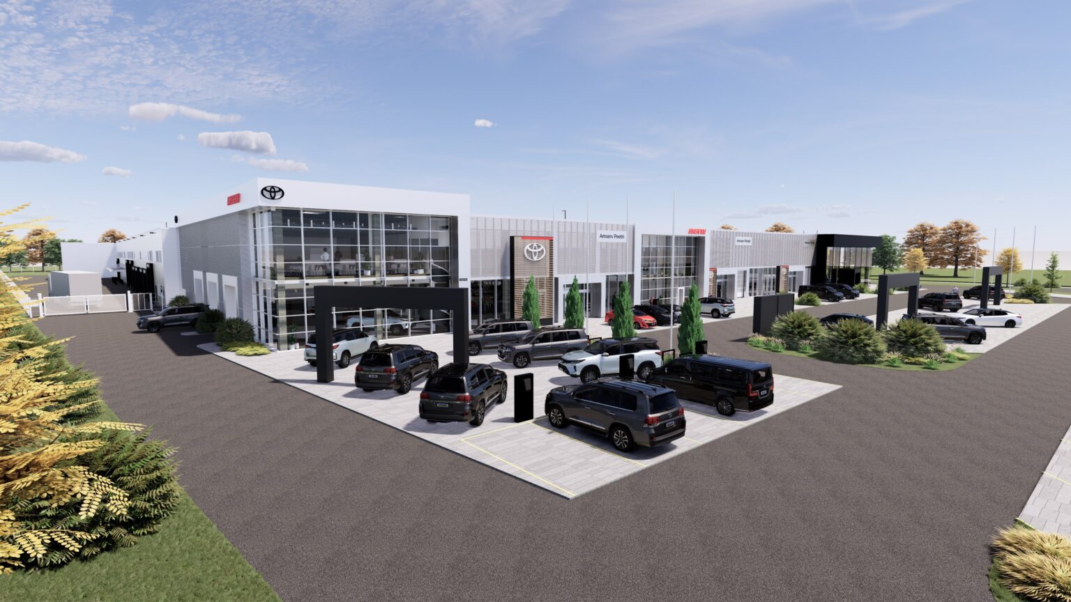 Peetris avatakse 2026 suvel Baltikumi suurim autoesindus Amservi uus Peetri esindus